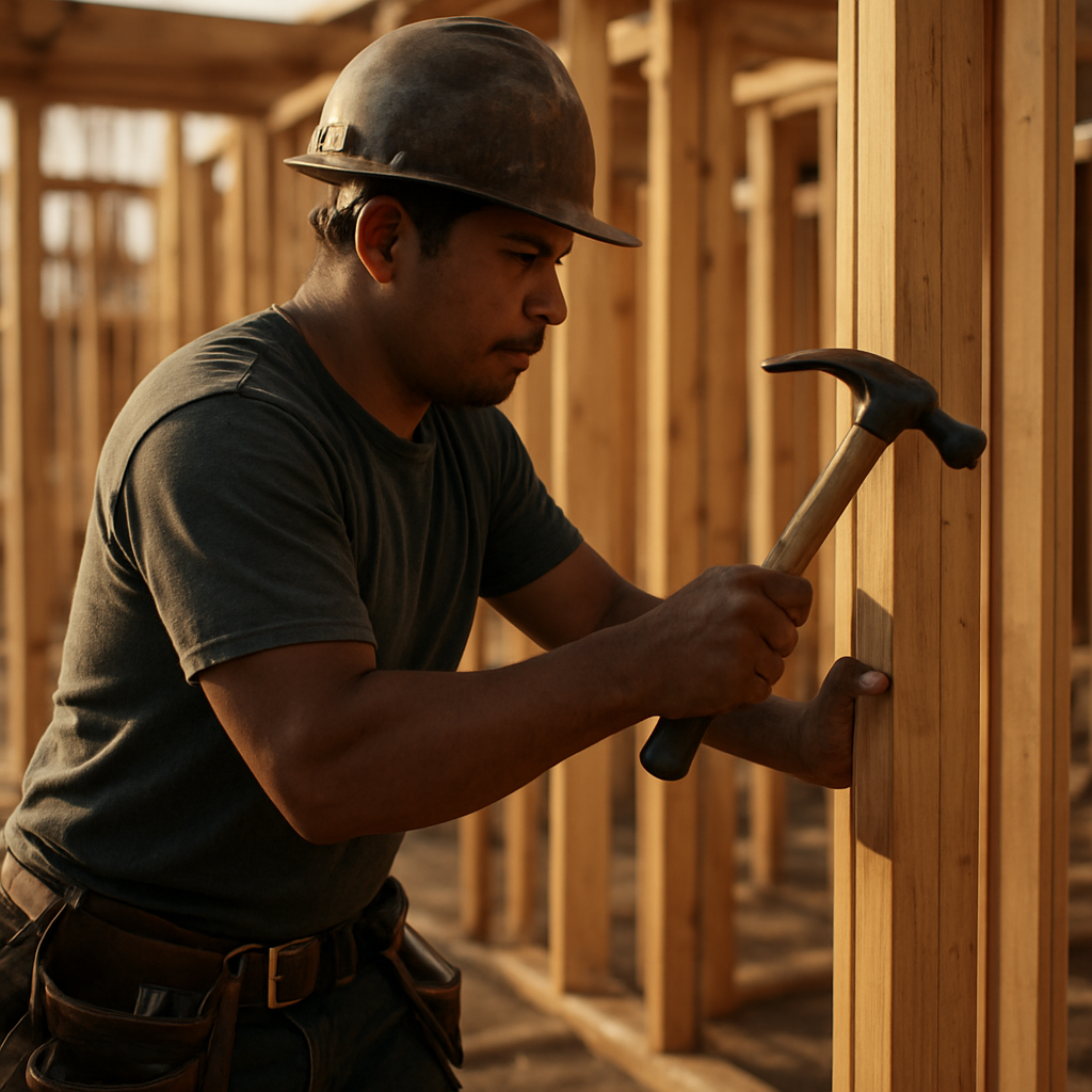 Framer framing a house